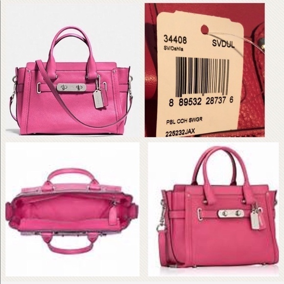 🌸34408 Coach Dahila Pink Swagger 27 Satchel Bag - Picture 4 of 5
